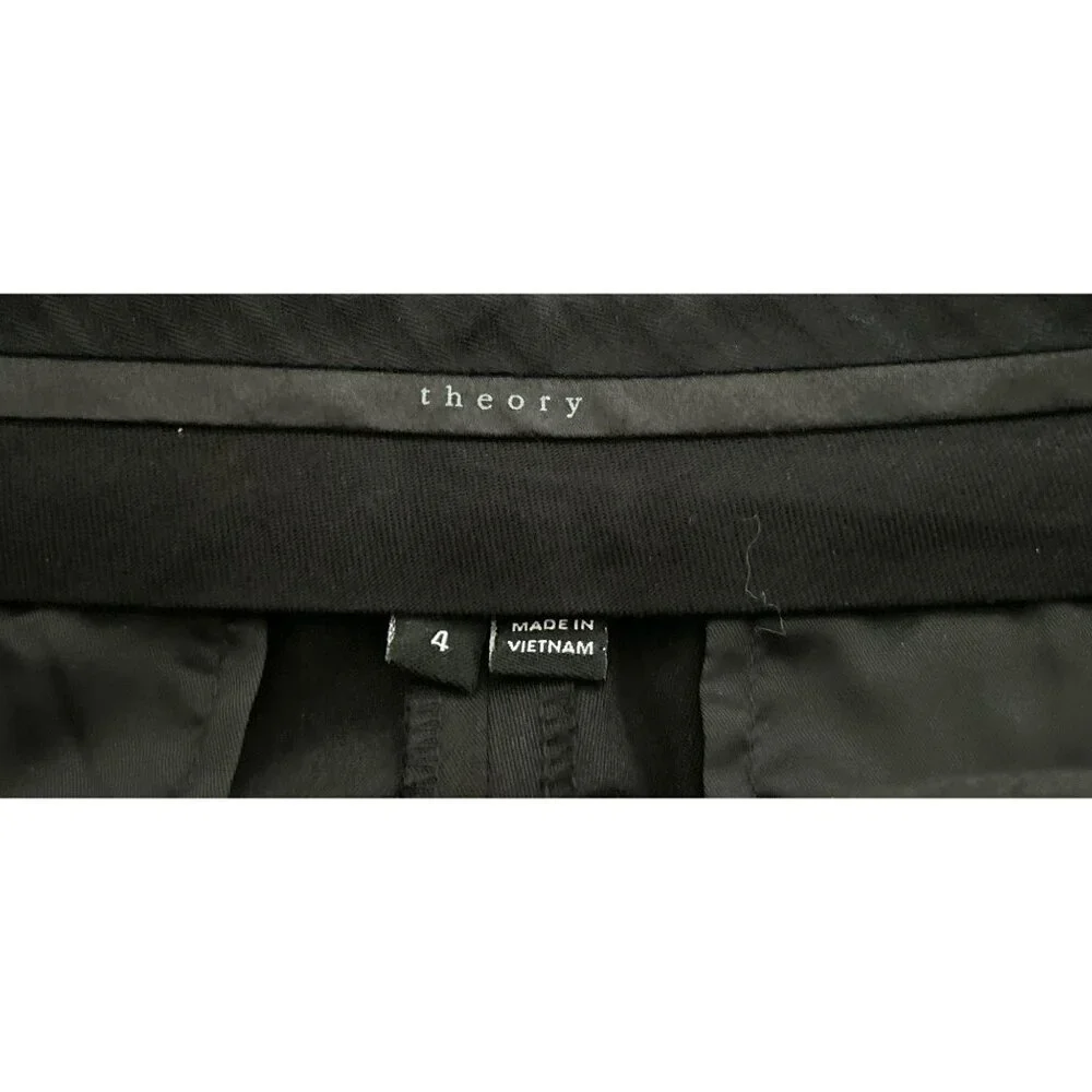 Theory Black Cropped Dress Pants With Side & Back Pockets Size 4